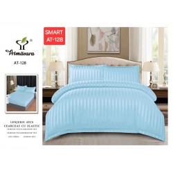 Lenjerie de pat cu elastic tip hotel din BUMBAC 100% DAMASC , 4 piese Lenjerie de pat cu elastic tip hotel din BUMBAC 100% DAMASC , 4 piese