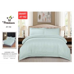 Lenjerie de pat cu elastic tip hotel din BUMBAC 100% DAMASC , 4 piese Lenjerie de pat cu elastic tip hotel din BUMBAC 100% DAMASC , 4 piese