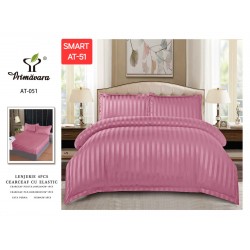 Lenjerie de pat cu elastic tip hotel din BUMBAC 100% DAMASC , 4 piese Lenjerie de pat cu elastic tip hotel din BUMBAC 100% DAMASC , 4 piese