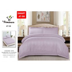 Lenjerie de pat cu elastic tip hotel din BUMBAC 100% DAMASC , 4 piese Lenjerie de pat cu elastic tip hotel din BUMBAC 100% DAMASC , 4 piese