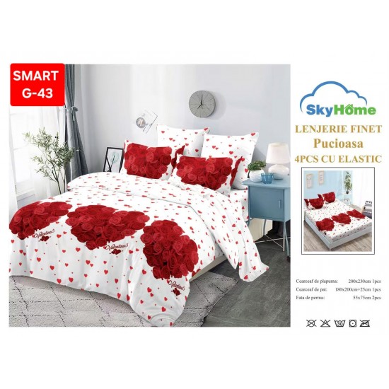 Lenjerii de pat cu Elastic Finet 4 piese Lenjerii Finet cu Elastic Oferta 1+1
