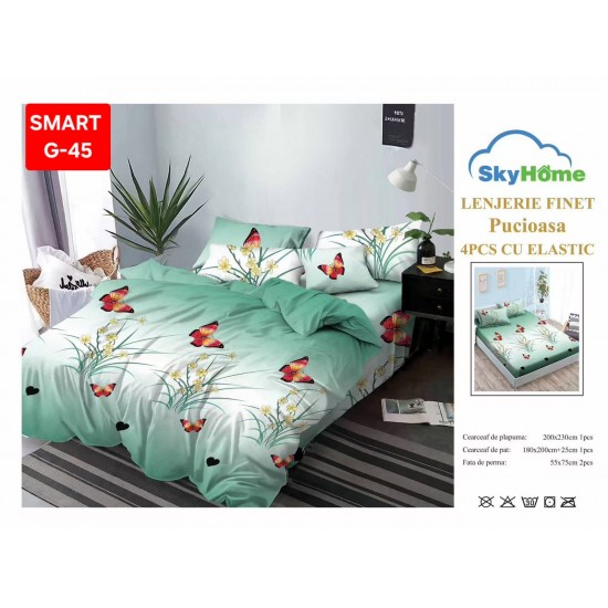 Lenjerii de pat cu Elastic Finet 4 piese Lenjerii Finet cu Elastic Oferta 1+1