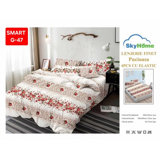 Lenjerii de pat cu Elastic Finet 4 piese Lenjerii Finet cu Elastic Oferta 1+1