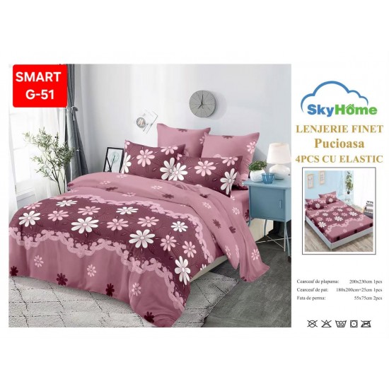 Lenjerii de pat cu Elastic Finet 4 piese Lenjerii Finet cu Elastic Oferta 1+1