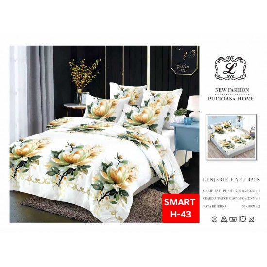 Lenjerii de pat cu Elastic Finet 4 piese Lenjerii Finet cu Elastic Oferta 1+1