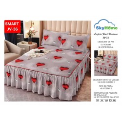 Cearceaf cu Volane din Finet + 2 Fete Perna - 160x200x45