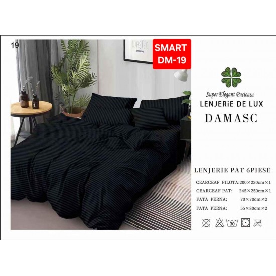 Lenjerie de pat tip hotel din BUMBAC 100% DAMASC , 6 piese