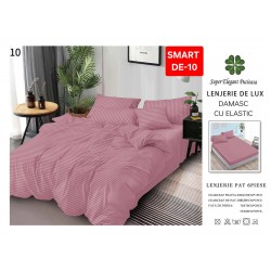 Lenjerie de pat cu elastic tip hotel din BUMBAC 100% DAMASC , 6 piese 1+1