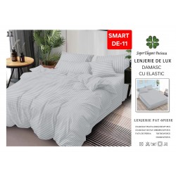 Lenjerie de pat cu elastic tip hotel din BUMBAC 100% DAMASC , 6 piese 1+1