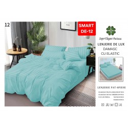 Lenjerie de pat cu elastic tip hotel din BUMBAC 100% DAMASC , 6 piese 1+1