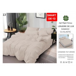 Lenjerie de pat cu elastic tip hotel din BUMBAC 100% DAMASC , 6 piese 1+1