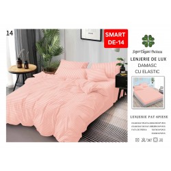Lenjerie de pat cu elastic tip hotel din BUMBAC 100% DAMASC , 6 piese 1+1