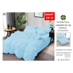 Lenjerie de pat cu elastic tip hotel din BUMBAC 100% DAMASC , 6 piese 1+1