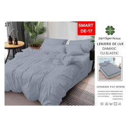 Lenjerie de pat cu elastic tip hotel din BUMBAC 100% DAMASC , 6 piese 1+1