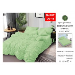 Lenjerie de pat cu elastic tip hotel din BUMBAC 100% DAMASC , 6 piese 1+1