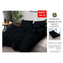 Lenjerie de pat cu elastic tip hotel din BUMBAC 100% DAMASC , 6 piese 1+1