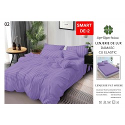 Lenjerie de pat cu elastic tip hotel din BUMBAC 100% DAMASC , 6 piese 1+1