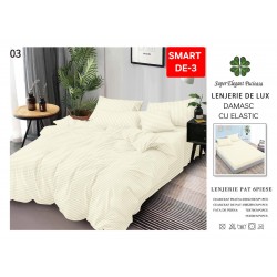 Lenjerie de pat cu elastic tip hotel din BUMBAC 100% DAMASC , 6 piese 1+1