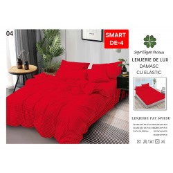 Lenjerie de pat cu elastic tip hotel din BUMBAC 100% DAMASC , 6 piese 1+1