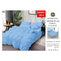 Lenjerie de pat cu elastic tip hotel din BUMBAC 100% DAMASC , 6 piese 1+1