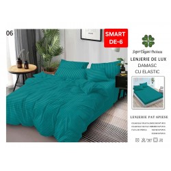 Lenjerie de pat cu elastic tip hotel din BUMBAC 100% DAMASC , 6 piese 1+1