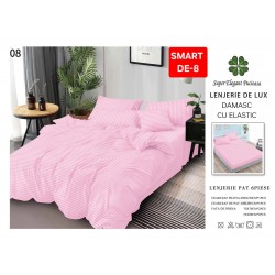 Lenjerie de pat cu elastic tip hotel din BUMBAC 100% DAMASC , 6 piese 1+1