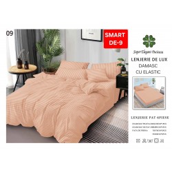 Lenjerie de pat cu elastic tip hotel din BUMBAC 100% DAMASC , 6 piese 1+1