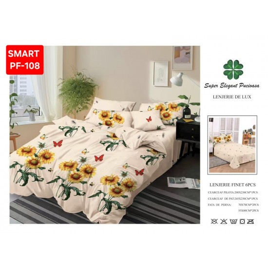 Lenjerii de pat Finet 6 Piese Lenjerii Finet cu cearceaf normal Oferta 1+1