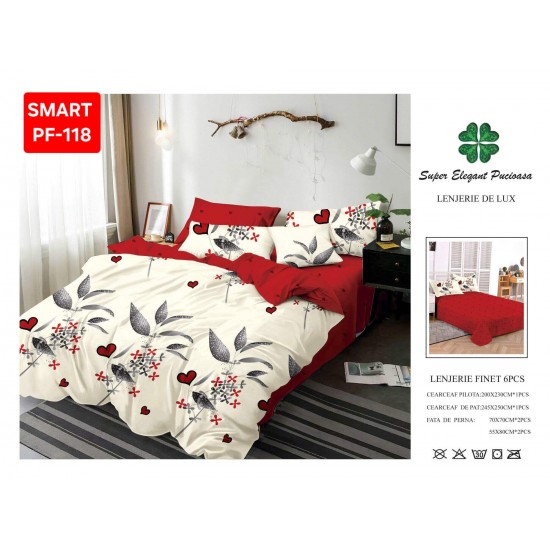 Lenjerii de pat Finet 6 Piese 1+1=170 Lenjerii Finet cu cearceaf normal Oferta 1+1