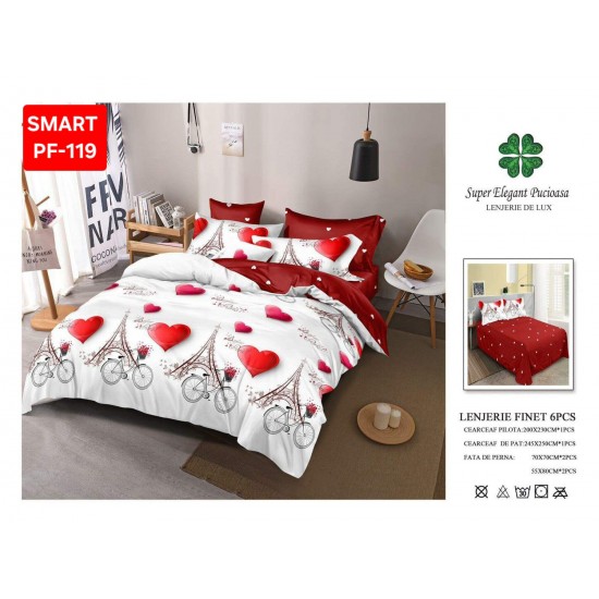 Lenjerii de pat Finet 6 Piese 1+1=170 Lenjerii Finet cu cearceaf normal Oferta 1+1