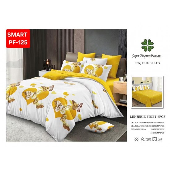 Lenjerii de pat Finet 6 Piese 1+1-160 Lenjerii Finet cu cearceaf normal Oferta 1+1