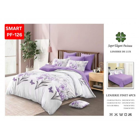 Lenjerii de pat Finet 6 Piese 1+1-160 Lenjerii Finet cu cearceaf normal Oferta 1+1