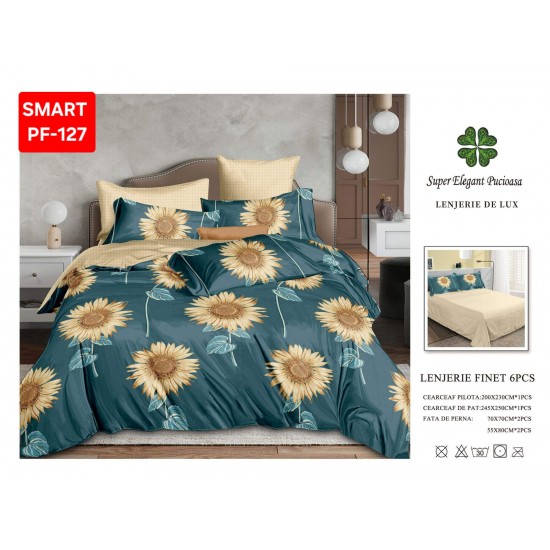Lenjerii de pat Finet 6 Piese 1+1-160 Lenjerii Finet cu cearceaf normal Oferta 1+1