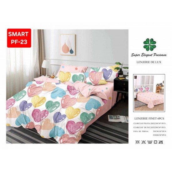 Lenjerii de pat Finet 6 Piese Lenjerii Finet cu cearceaf normal Oferta 1+1