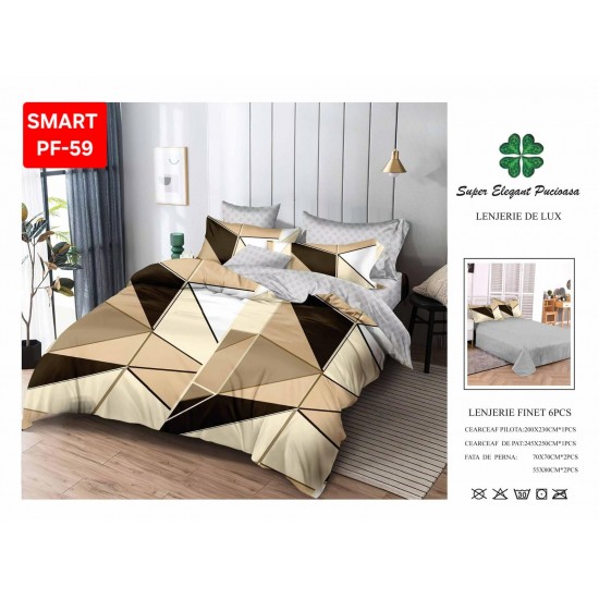 Lenjerii de pat Finet 6 Piese Lenjerii Finet cu cearceaf normal Oferta 1+1