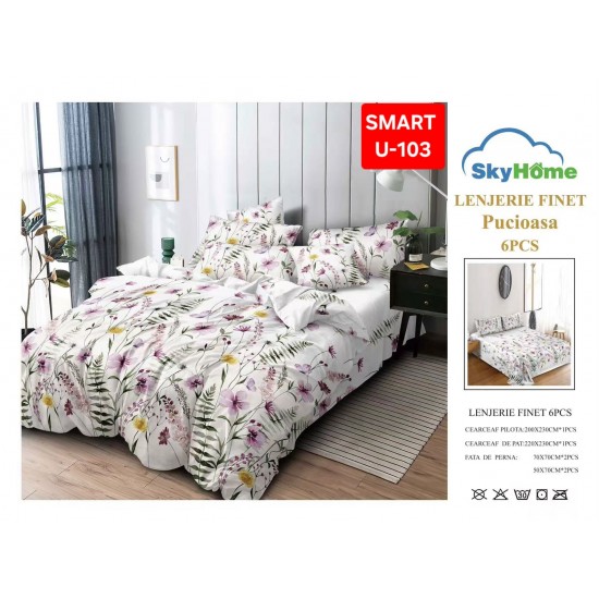 Lenjerii de pat Finet 6 Piese Lenjerii Finet cu cearceaf normal Oferta 1+1