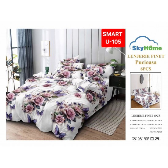 Lenjerii de pat Finet 6 Piese Lenjerii Finet cu cearceaf normal Oferta 1+1