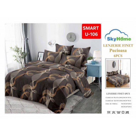 Lenjerii de pat Finet 6 Piese Lenjerii Finet cu cearceaf normal Oferta 1+1