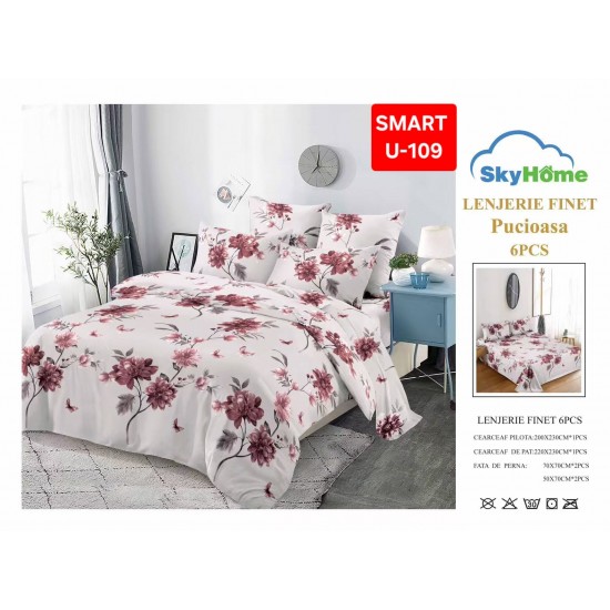 Lenjerii de pat Finet 6 Piese Lenjerii Finet cu cearceaf normal Oferta 1+1