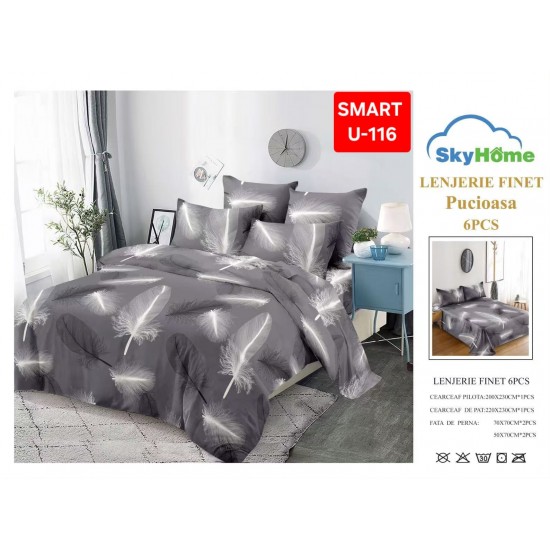 Lenjerii de pat Finet 6 Piese Lenjerii Finet cu cearceaf normal Oferta 1+1