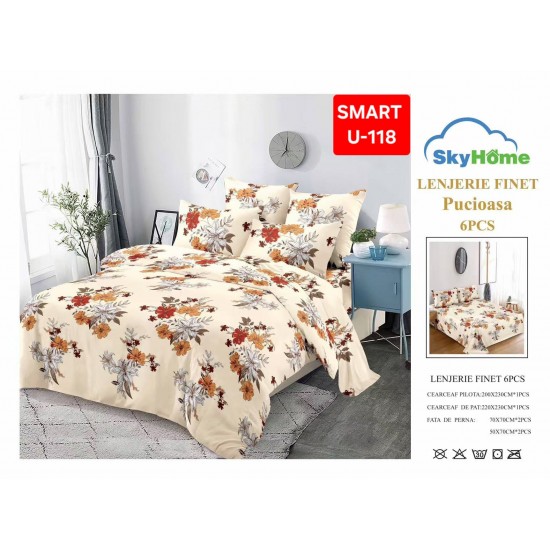 Lenjerii de pat Finet 6 Piese Lenjerii Finet cu cearceaf normal Oferta 1+1