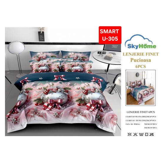 Lenjerii de pat Finet 6 Piese Lenjerii Finet cu cearceaf normal Oferta 1+1