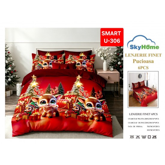 Lenjerii de pat Finet 6 Piese Lenjerii Finet cu cearceaf normal Oferta 1+1