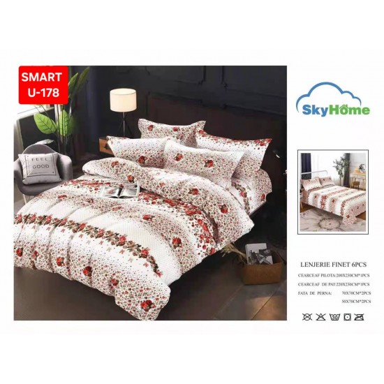 Lenjerii de pat Finet 6 Piese 1+1 Lenjerii Finet cu cearceaf normal Oferta 1+1