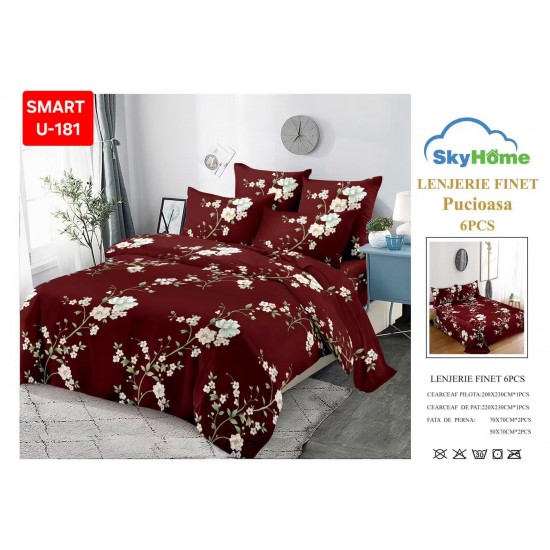 Lenjerii de pat Finet 6 Piese 1+1 Lenjerii Finet cu cearceaf normal Oferta 1+1