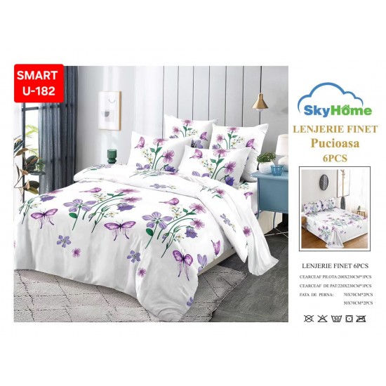 Lenjerii de pat Finet 6 Piese 1+1 Lenjerii Finet cu cearceaf normal Oferta 1+1