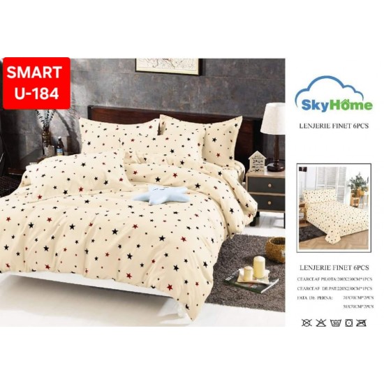 Lenjerii de pat Finet 6 Piese 1+1 Lenjerii Finet cu cearceaf normal Oferta 1+1