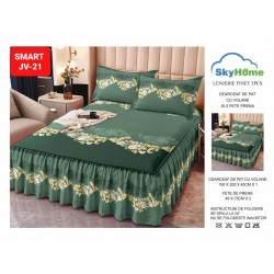 Cearceaf cu Volane din Finet + 2 Fete Perna - 160x200x45 Cearceaf cu Volane din Finet + 2 Fete Perna - 160x200x45