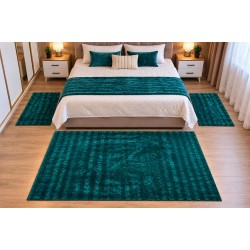 Set Covor cu Puil Model Bubble Verde Smarald 1x 140x200 cm + 2 traverse 60x100 cm 