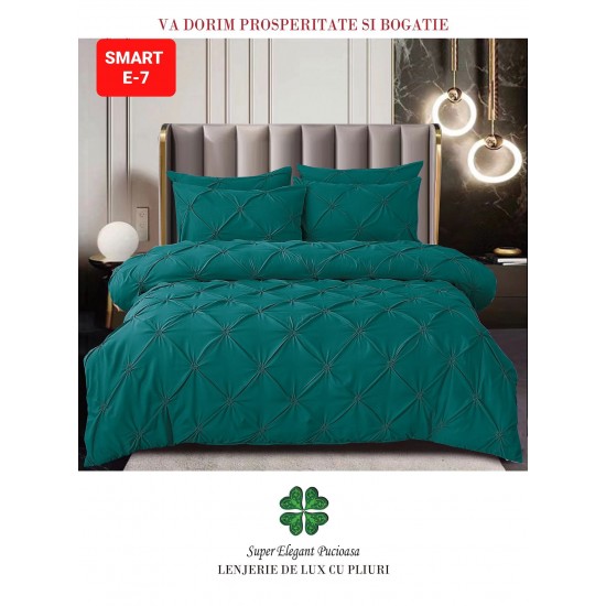 Lenjerie de pat cu pliuri din FINET pentru 2 persoane, 6 piese Lenjerii de pat cu pliuri